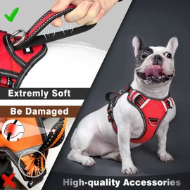 WINSEE Service Dog Vest No Pull Dog Harness with 7 Dog Patches, Reflective Pet Harness with Durable Soft Padded Handle for Training Small, Medium, Large, and Extra-Large Dogs (X-Large, Red)
