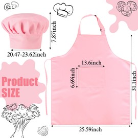 SATINIOR 2 Pcs Chef Costume for Women Men Chef Hat Apron Set for Adult Baker Apron Hat for Cooking Cosplay(Pink)