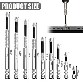 9 Teiliger Hochmagnetischer Schraubendreher-Bohrer-Bit-Satz, High-Magnetic Screwdriver Drill Bit Set, Präzise Phillips-Bits für Elektrobohrer und Akkuschrauber(25/50/65/70/75/90/100/120/150 mm)