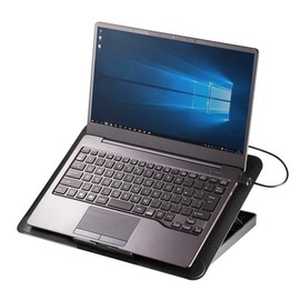 Sanwa Supply TK-CLN28U Outlet Cooler Pad for Laptops, Aluminum Body, Large Fan, 6 Levels of Height Adjustment, Supports 15.6-inch Wide, USB Power, Air Flow Adjustment