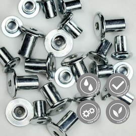 Pack of 10 Sleeve Nuts with Flat Head and Hexagon Socket - Rustproof - Furniture Screws, Screw Sleeves, Connecting Screw (M6 x 12)