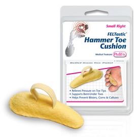 PediFix Felt Toe Crest Cushion with Loop – Hammer Toe Support Pad for Callus Cushioning & Toe Tip Pressure Relief, Soft Under Toe Buttress Pad for in-Shoe Comfort, Small Right, 1 Pack