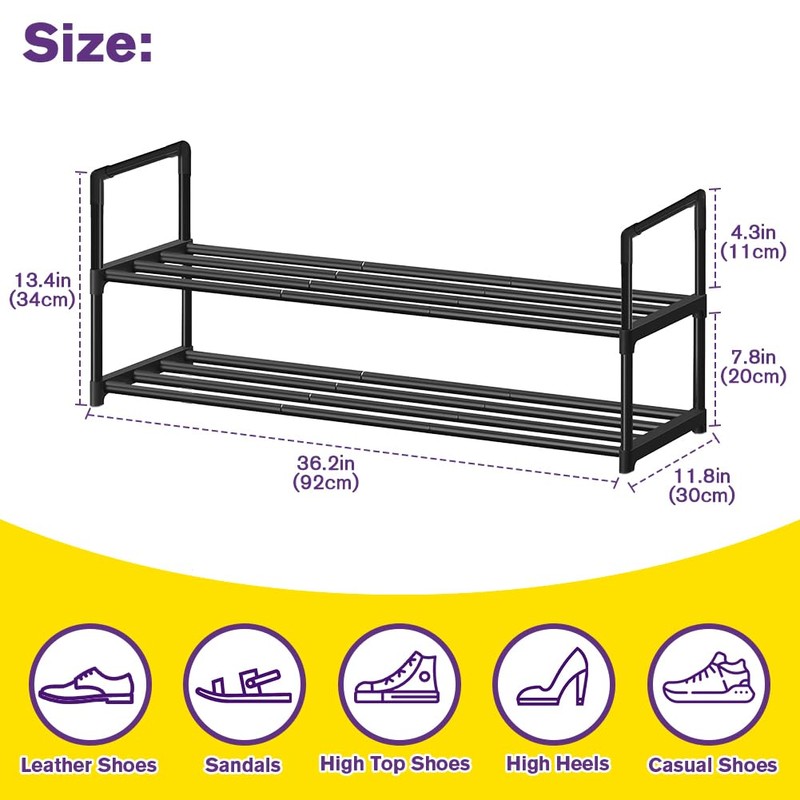 XSBAIHUO Shoe Rack - Metal Shoe Rack Organizer - Stackable