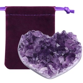 ZHIYUXI ZHIYUXI Amethyst Crystals and Healing Stones Gemstones Heart Crystal Cluster Geode Purple Natural Rock Protection Crystals Raw Stone Heart Decor Energy Balance Reiki Room Decor 1Pc 1.18-1.57 in
