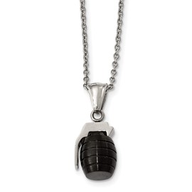 Stainless Steel Black IP Grenade Necklace