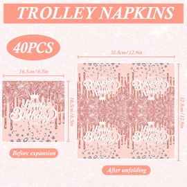 40 Stück Servietten Happy Birthday, Servietten Geburtstag, Tischdeko Geburtstag Servietten Rosa, Servietten Geburtstag Mädchen Junge, Happy Birthday Servietten Party Dekoration, 33 * 33cm