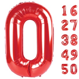 Red 0 Balloon Number Balloon 40 Inch, 0 Digital 0 Helium Balloons 10 20 30 40 50 100 Birthday Decorations Birthday Party Anniversary Supplies Decorations