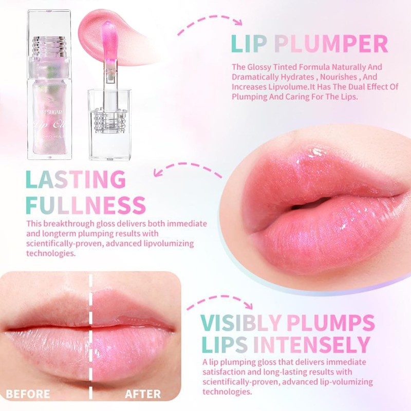 Color Changing Moisturizing Lip Glow Oil, Magic Plumping Lip Oil,