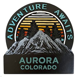 R and R Imports Aurora Colorado Hand Painted Resin Refrigerator Magnet 3-Inch Approximately Adventure Awaits Design