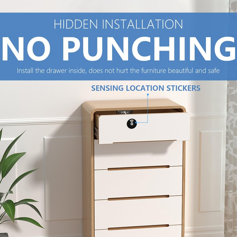 Smart Cabinet Lock, Electronic Cabinet Lock with Card, Hole-Free Invisible