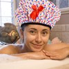 Beavorty Bath Cap for Women Elastic Bow Double-Layered Waterproof Shower
