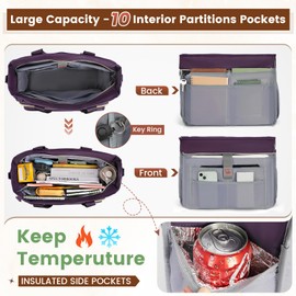 RAINSMORE Teacher Tote Bag 15.6 inch Laptop Bag for Women Work Bags Nurse Bag Lightweight Laptop Tote Computer Messenger Shoulder Bags with Insulated Pocket, Professional Laptop Briefcase