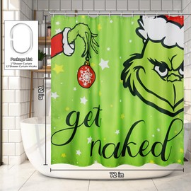 Toypocket Shower Curtains Christmas Decorations, Shower Curtain Set for Bathroom Winter Holiday 72"*72"(A)