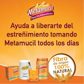 Metamucil Fibra Multibeneficios sin Azúcar, Sabor Naranja, 174 g, 30 Dosis – Apoya la Salud Digestiva