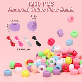 1200pcs Pastel Pony Macaroon Color Plastic Candy Hair Beads for Braiding, Kandi, Friendship Bracelets & DIY Crafts