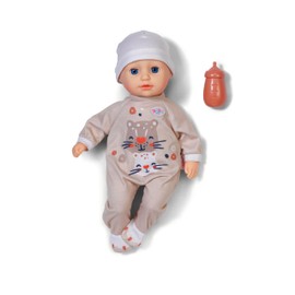 BABY born Anna with Beige Romper Soft 36 cm Baby Doll with Fabric Body and Sleeping Eyes Including Bottle