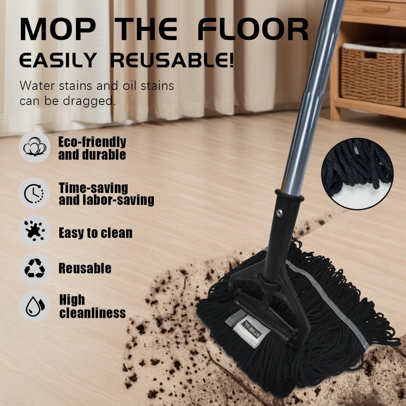 KLHB-YF 21 Oz Black Cotton Mop Head Replacement Heavy Duty