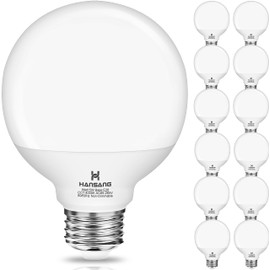 hansang hansang 12 Pack Vanity Light Bulbs for Bathroom, 4000K Natural Daylight E26 Base Round LED Globe Bulb, 60W Equivalent, G25 Bathroom Light Bulb for Makeup Mirror, 120V, CRI85+, 500LM, Non-dimmable