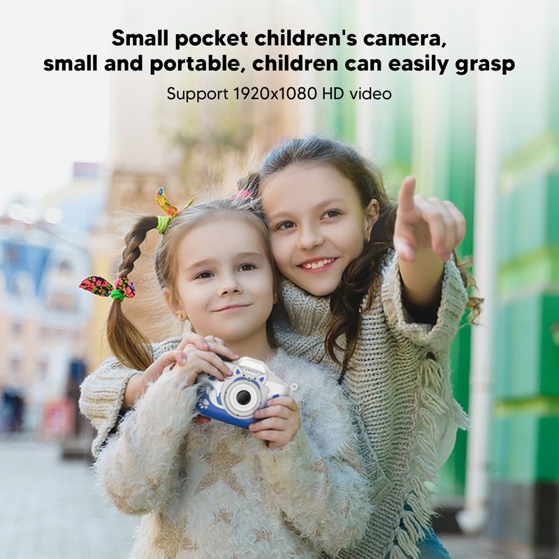 Kids Camera Small Portable Blue Children's Cute Cartoon Fox Shape