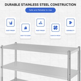 Garvee Stainless Steel Shelves,24x14x45 in Storage Shelf 4-Tier Heavy Duty Adjustable Shelf Unit for Kitchen Garage Office Restaurant Warehouse,330lb Per Shelf