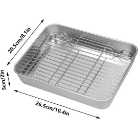 Tomotato Roasting Pan, Stainless Steel Turkey Roaster With Rack Nonstick Roasting Pan For