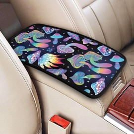 DORKEIXIA Magic Mushroom Mushrooms and Skulls Auto Center Console Armrest Pad Universal Car Center Console Cover Seat Box Cover for Sedan, Van, SUV, Truck Car Accessorie