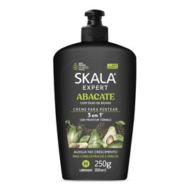 Crema Skala Para Peinar Cabello Débil y Opaco Tratamiento 3 en 1 Con Protector Termico 250g Hidratante capilar Tratamiento para cabello Débil, Crecimiento Capilar 100% VEGANO