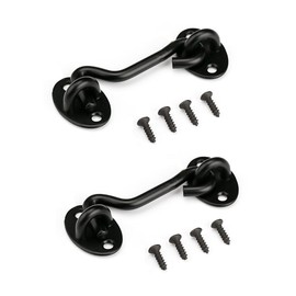 3” Privacy Hook and Eye Latch Easy Lock for Barn Door, Black (3 INCH-2PCS)