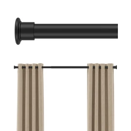 Tension Curtain Rod By EZFurni,123-160 Inches, Heavy Duty Tension Rod,Adjustable Curtain Rods No Drilling & Easy Assemble Extra Long Tension Rod, Black