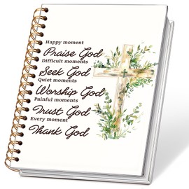 NEFMGEG Greenery Cross Christian Spiral Notebook Journal, Bible Verse Scripture Journal for Women, Christian Gifts for Women, Faith Based Gifts, Church Note Notebook, 5.5x8.3 Inch