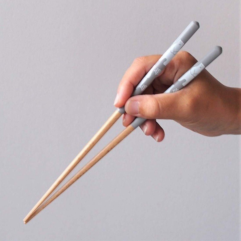 Minoru Pottery Chopsticks 9.1 inches (23.0 cm), White Bear, Gray