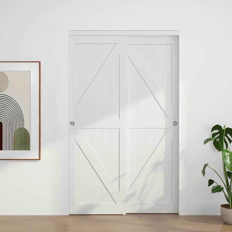 WEWORTH Bypass Sliding Door Track Hardware 96", Wardrobe Closet Door