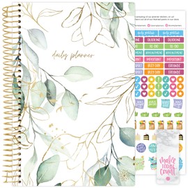 bloom daily planners UNDATED Calendar Year Day Planner - Passion/Goal Organizer - Monthly/Weekly Agenda Book with Tabs (January to December) - 5.5" x 8.25" - Eucalyptus