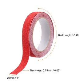 sourcing map Anti Slip Traction Tape 1" x 16.4ft Waterproof Non-Slip Grip Tape High Friction Weather Resistant Non Skid Stair Treads Tape for Indoor Outdoor Stair Steps, Red