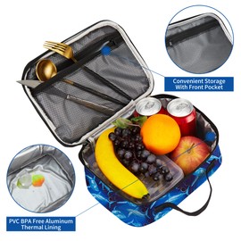 rickyh style Lunch Box with Padded Liner, Spacious Insulated Lunch Bag Durable Thermal Lunch Cooler Pack with Strap for Men Women Boys Girls Adults School Sports Beach Picnic Work Camp,2 Pocket