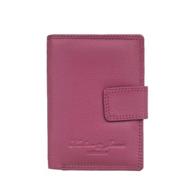 Hudson & James Ladies RFID Safe Designer Leather Compact Purse Card Women Wallet Zip Coin Pocket Boxed (Coral Pink)