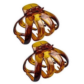 Mytoptrendz® 2 pcs Hair Claw Clips Non Slip Strong Hold Clamp Plastic Grip Large Curved Teeth Octopus Crab Clip Hair Updo Accessory (Tortoiseshell)