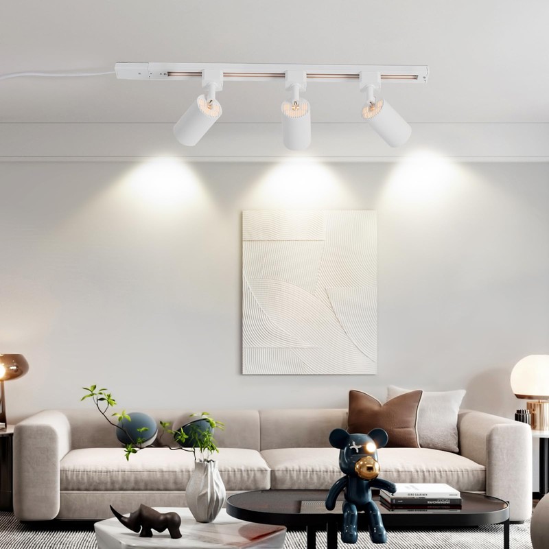 Hiiglxii Plug in Track Lighting with Power Cord, 5-Light LED