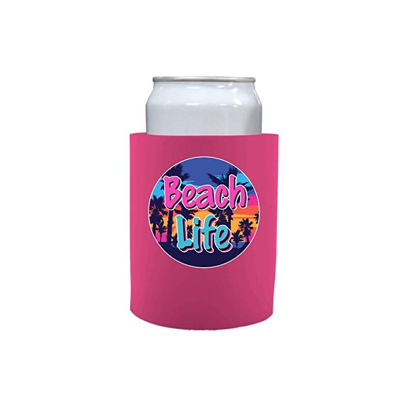 Beach Life Thick Foam Can Coolie (Pink, 1)