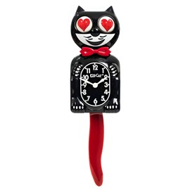 Kit Cat Klock Crimson Royale with Heart Eyes - Iconic Cat Clock with Moving Heart Eye and Tail, Battery Operated Wall Clock, Made in USA, Perfect for Home Decor, Mid Century Modern Clock