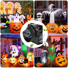 Satisfactorily Air Blower Fan for Inflatables, 12V 1.5A Replacement Fan Blower with 4 LED Light for 4-10FT Yard Inflatable Decorations for Halloween Christmas Holiday Outdoor (1.5A White light)