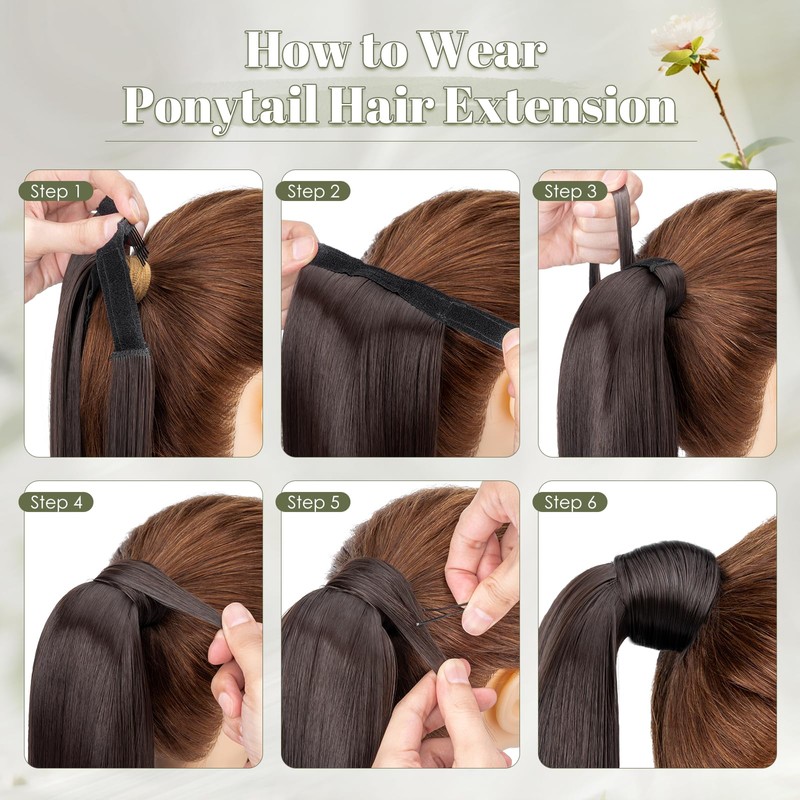 Benehair Straight Ponytail Extension 26 Inches Long Wrap Around Drawstring