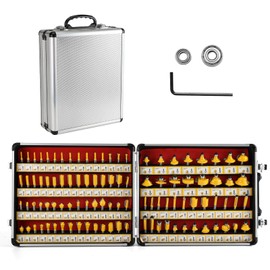 Yueqing Zhongji 100-Piece Router Bit Set 1/4" Shank 100Pcs Expert Router Bit Kit. Tungsten Carbide Router Bits for Woodworking 1/4 Router bit Set