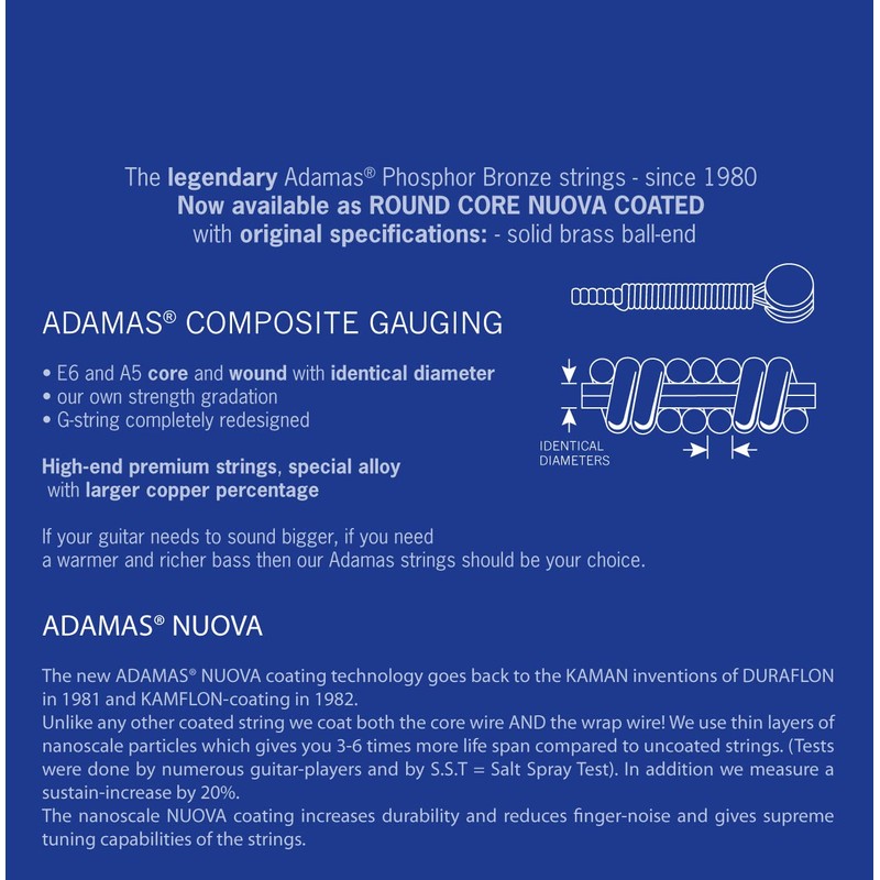 Adamas Nuova 1749NURC Acoustic Guitar Strings Phosphor Bronze Coated Round