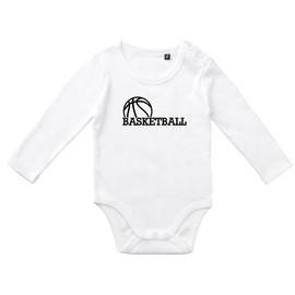 huuraa Baby Bodysuit Basketball Ball Unisex Long Sleeve Romper Size 62-80 with Motif for All Basketball Fans Gift Idea for Newborns and Toddlers, White