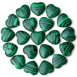 GUJOXILA GUJOXILA 20pcs Malachit Herz Aus Stein Natrliche Steine Heilkristalle Edelsteine Poliert Handgeschnitzt Meditation Chakra Reiki Therapie Energieausgleich Balancing Geschenk 20mm