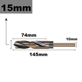 LEPEVNEY 15mm Reduced Shank Twist Drill Bit with 10mm Round Shank for Stainless Steel Aluminum Alloy Metal Copper Plastic Wood, Made of High Speed Steel 4341