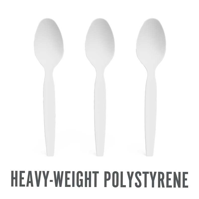 Perk Polystyrene Spoon, Heavy-Weight, White, 100/Pack (PK56405)