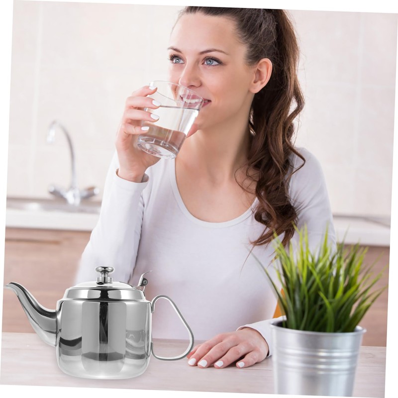OHPHCALL 1pc Stainless Steel Strainer Kettle Tea Pot with Automatic