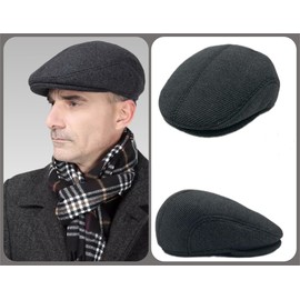 Ardorion Men's Peaked Cap with Fleece Lining and Ear Protection Flat Cap Winter Spring Autumn Lined Hat Flat Cap, darkgray